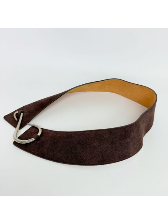Loewe Suede Wide Hook Buckle Belt Brown Silver Vintage main image 9
